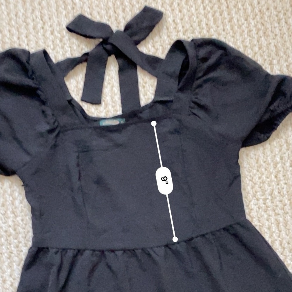 OFEEFAN | Women Puff Sleeve Square Neck Tie In Back Dress M - Picture 15 of 17